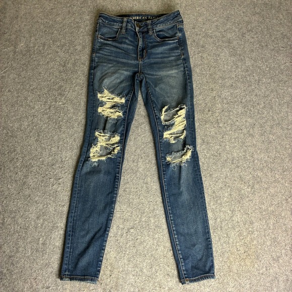 American Eagle Outfitters Denim - American Eagle Womens Sz 4 26x28 Next Level Stretch Distressed Skinny Jeans Blue